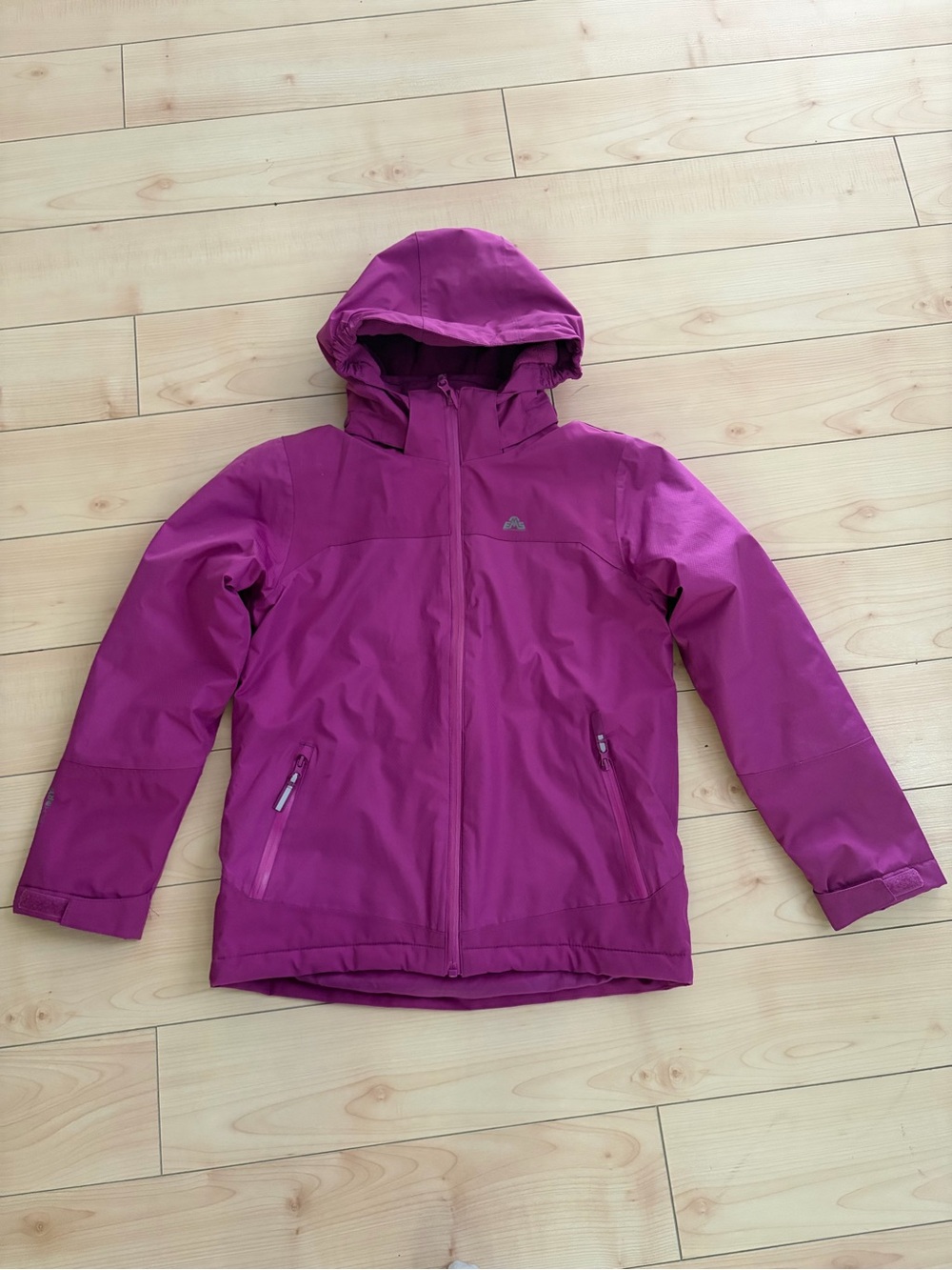 Eastern Mountain Sports Girls' Hooded Rain Jacket in Pink Purple